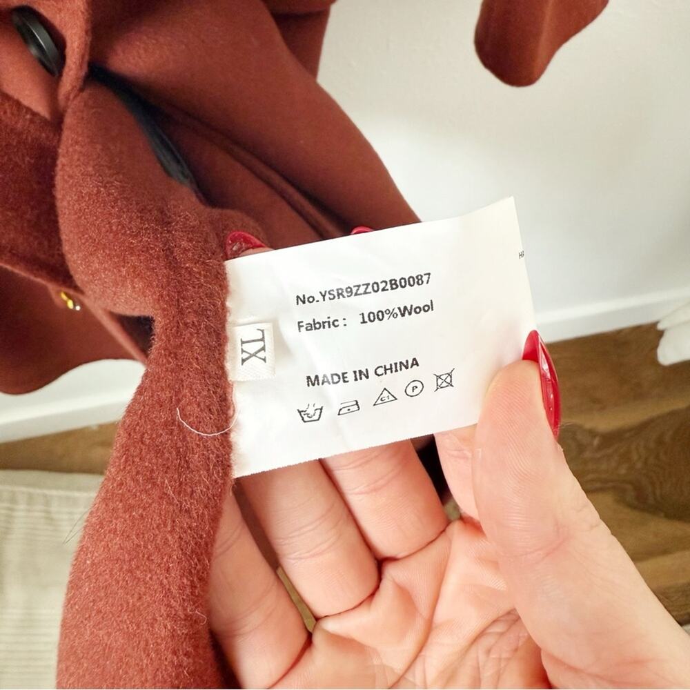 Gentle Herd Double-Breasted Long Wool Coat Sz XL - Picture 7 of 7
